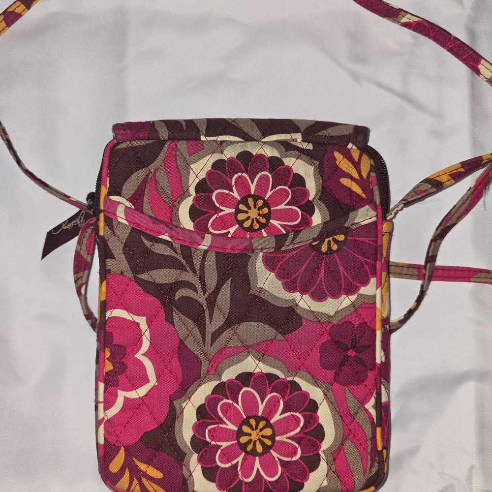 Vera Bradley Pink and Brown Floral Crossbody Bag